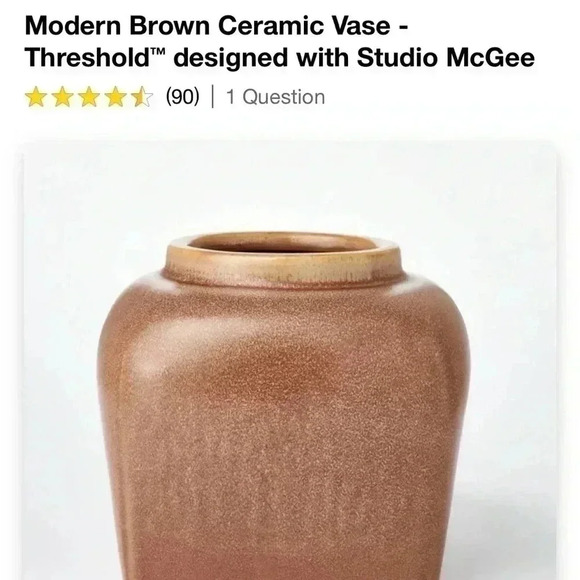 NWT STUDIO MCGEE Modern Brown Ceramic Vase - Picture 8 of 8